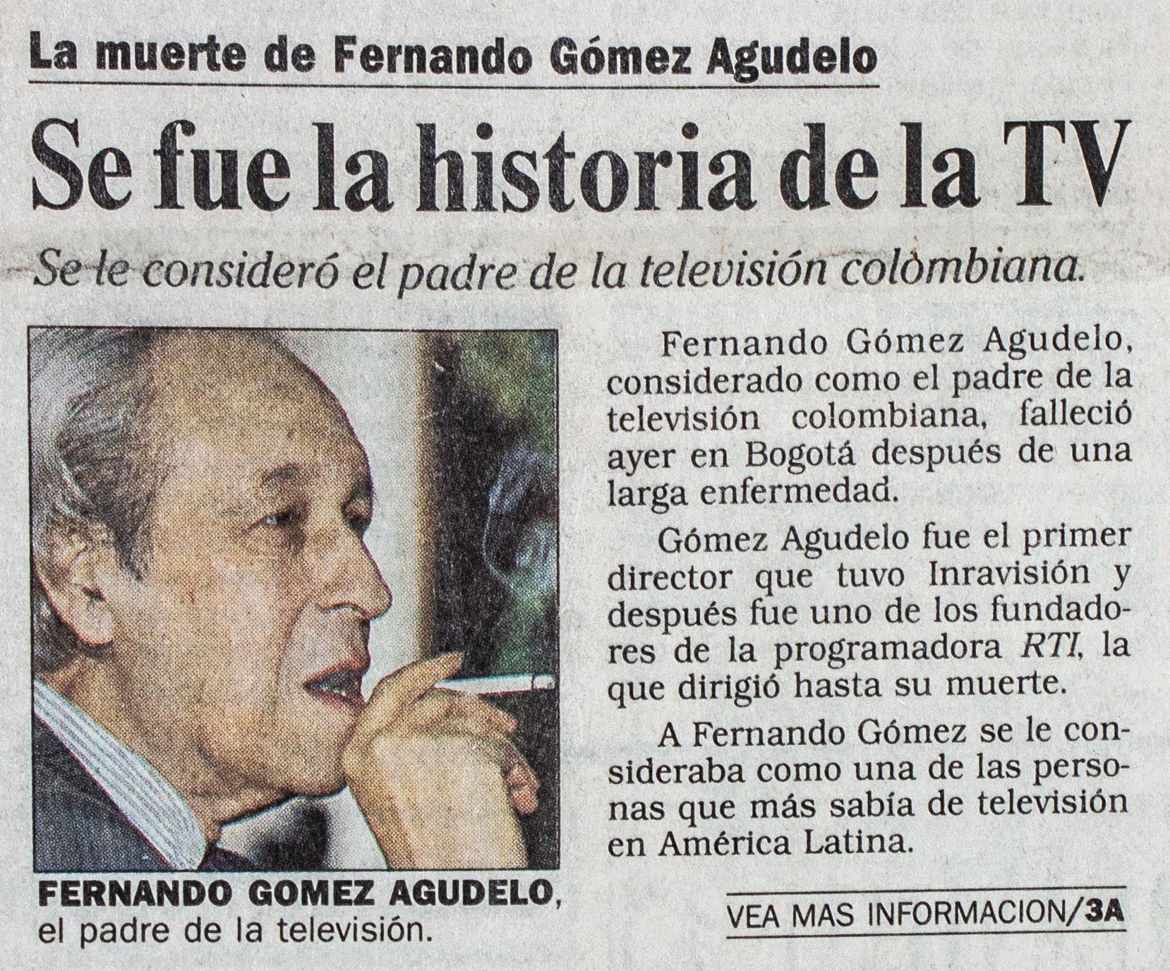 Artículo "Se fue la historia de la TV"
