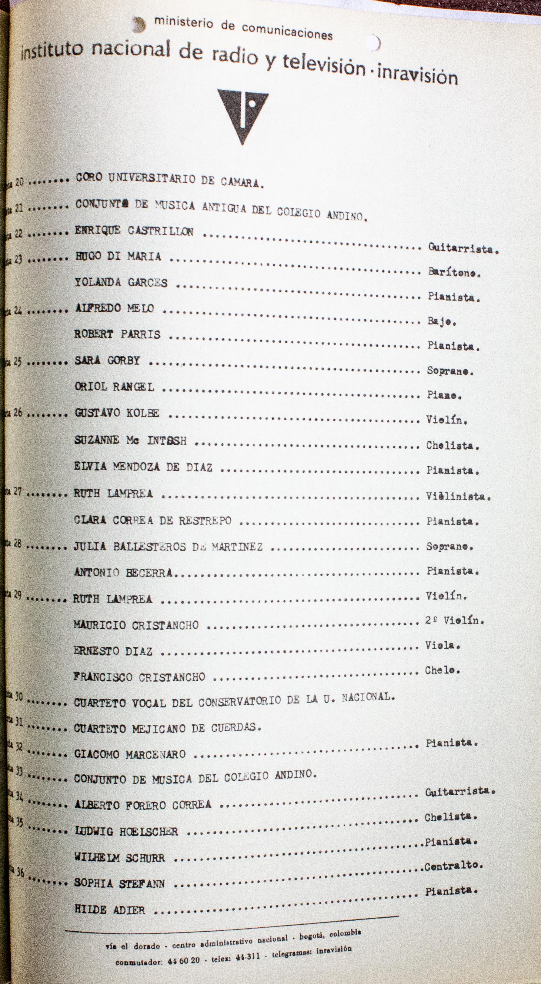 Relación de material sonoro existente. Grabaciones en diversos tipos de cinta y en disco de acetato de 16 pulgadas. 