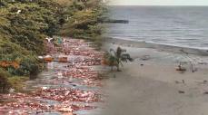 Basura en Santa Marta arrastrada por el río Manzanares hacia la bahía. Foto (diseño) video de guillerodph