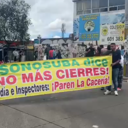 Protesta en Suba por horarios de comercio nocturno
