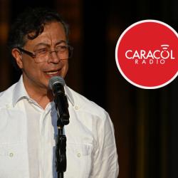 Petro denuncia desinformación de Caracol Radio. / Fotos: Presidencia y Caracol Radio.