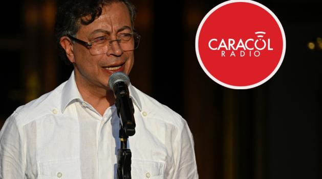 Petro denuncia desinformación de Caracol Radio. / Fotos: Presidencia y Caracol Radio.