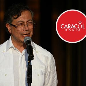 Petro denuncia desinformación de Caracol Radio. / Fotos: Presidencia y Caracol Radio.