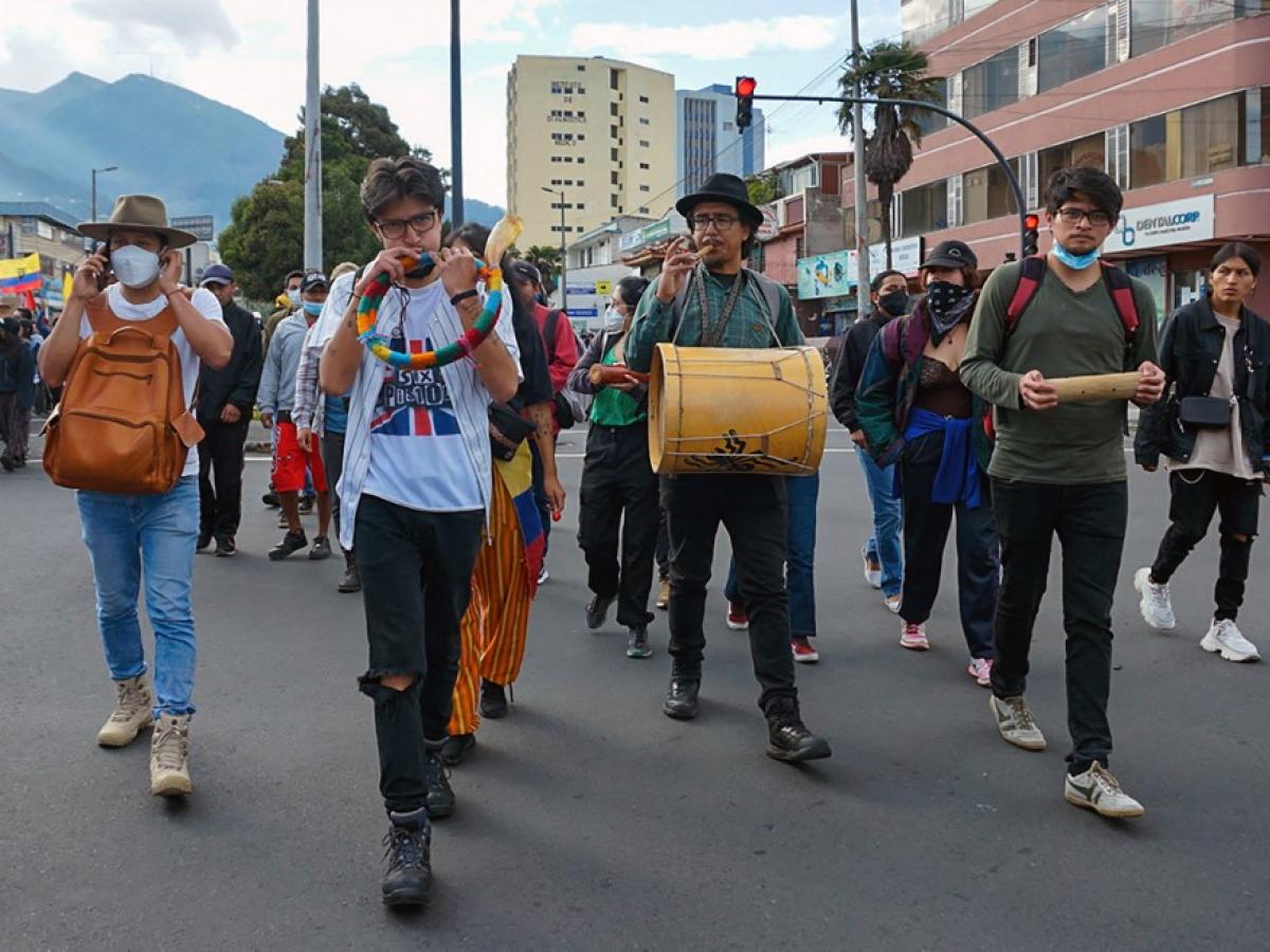Protestas de estudiantes e indígenas en Ecuador 