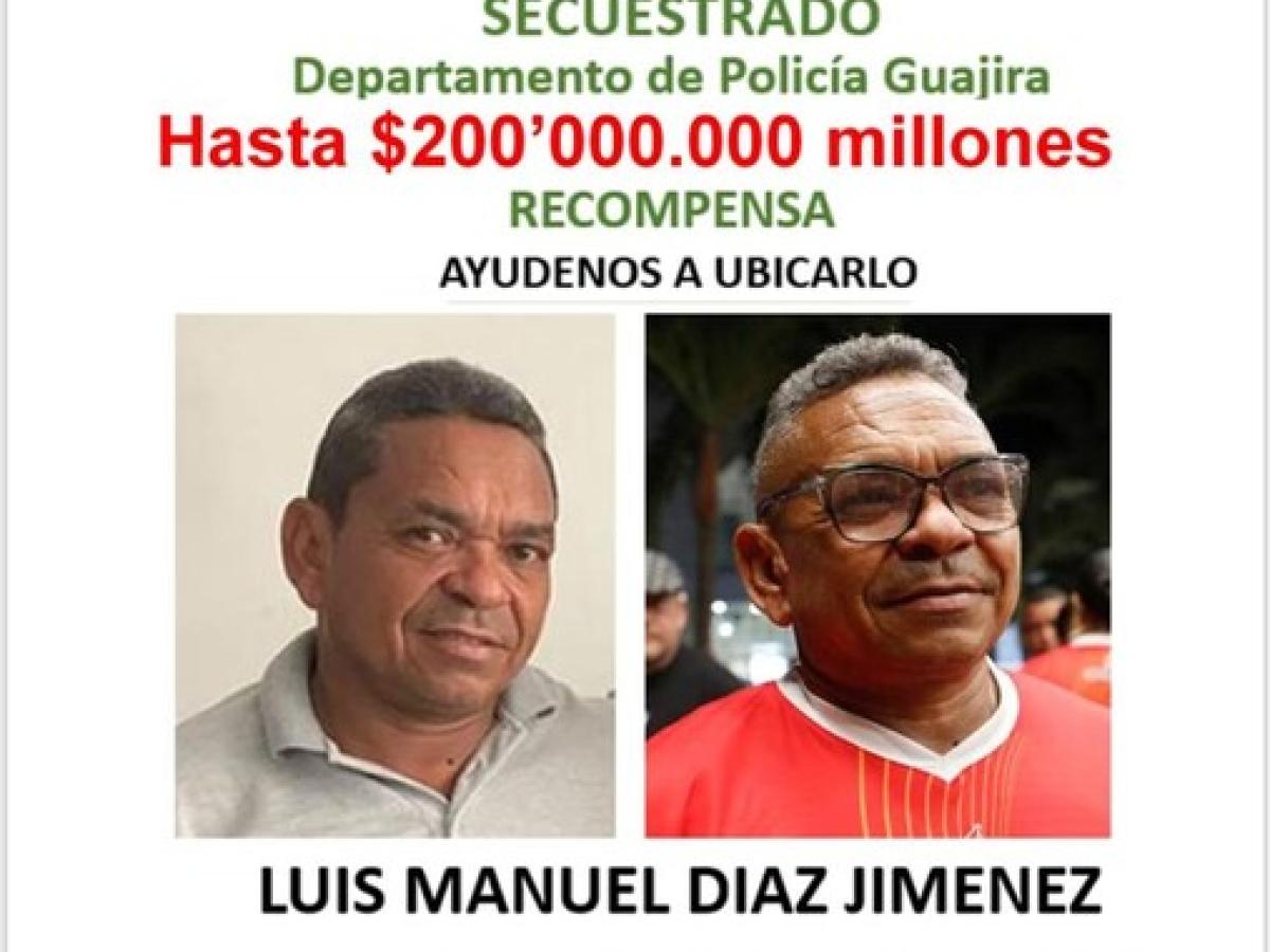 Policía Nacional ofrece recompensa por información, secuestro de padre de Luis Díaz.