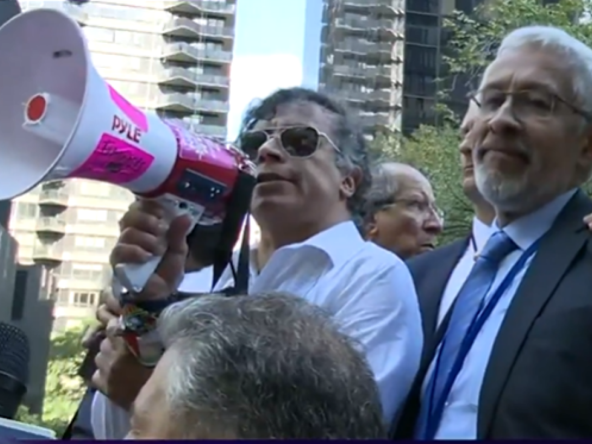 Presidente Petro en Times Square, Nueva York 