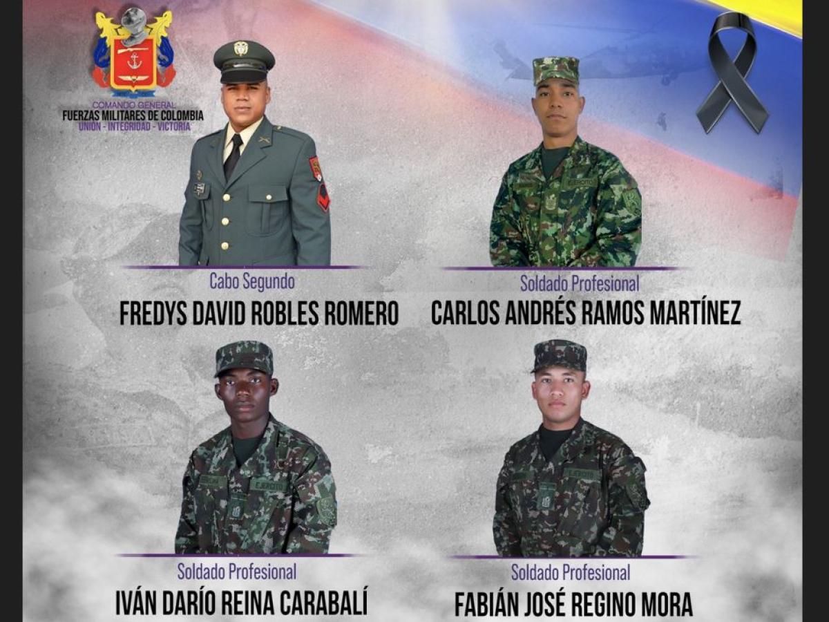 Cuatro militares asesinados en Antioquia por el Eln 