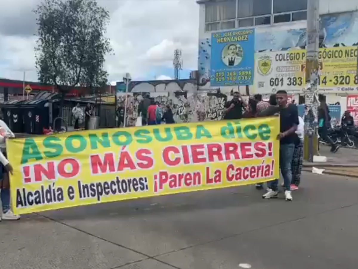 Protesta en Suba por horarios de comercio nocturno