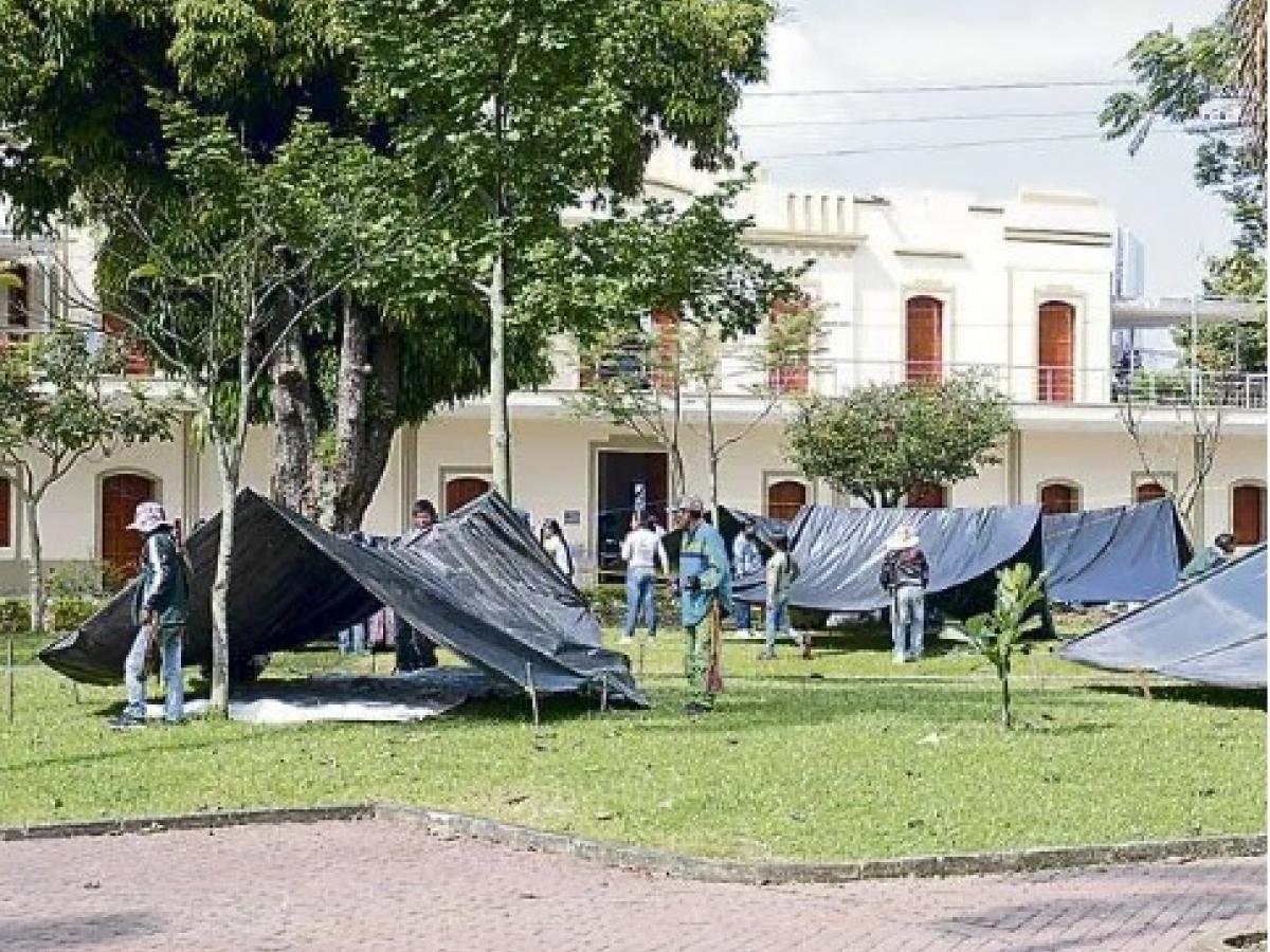 Protesta indígenas Parque Olaya Herrera de Pereira