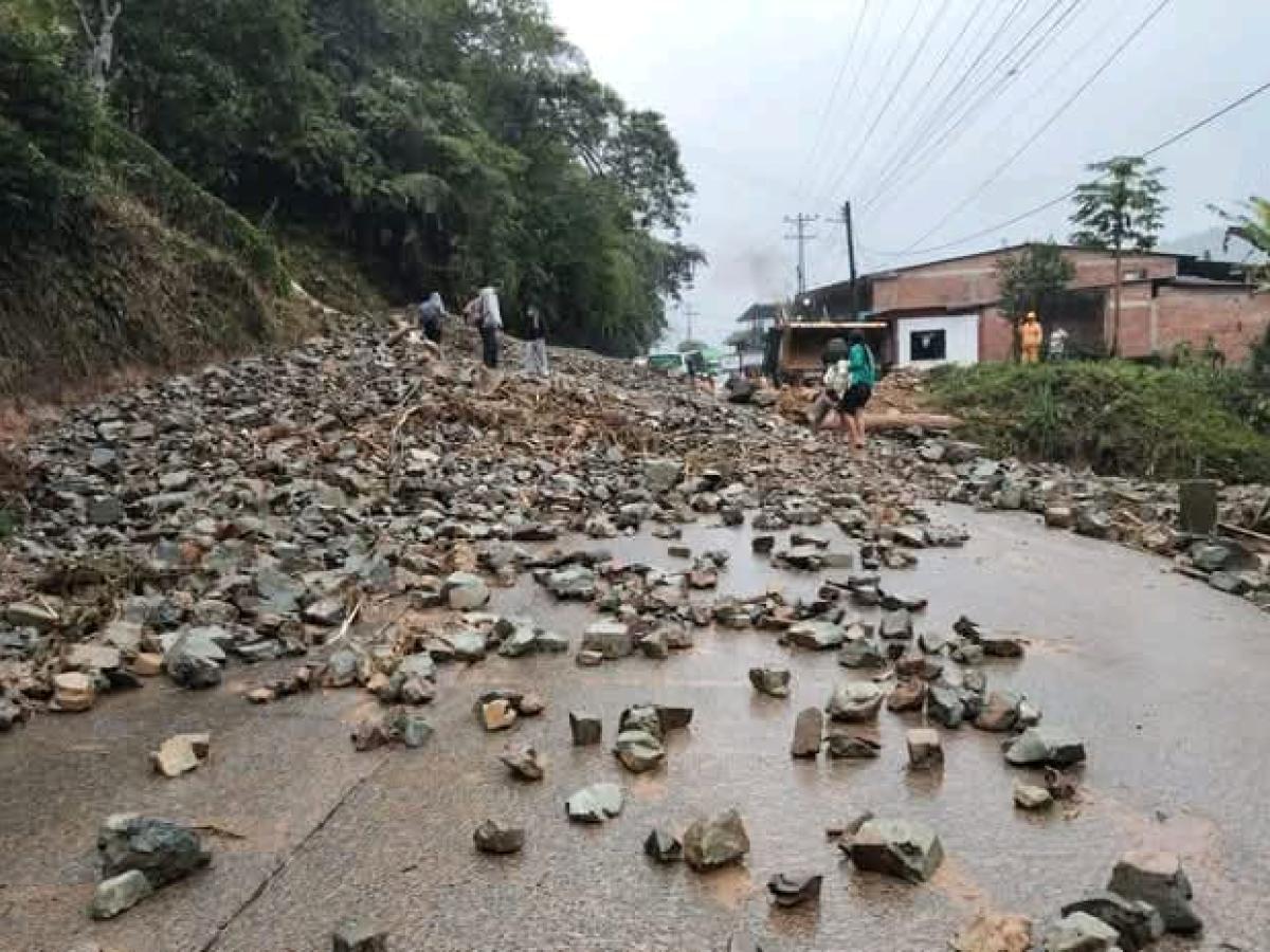 Vía Ricaurte – Tumaco, bloqueada por deslizamientos de roca y tierra