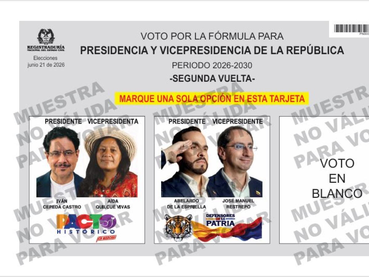 Tarjetón segunda vuelta presidencial