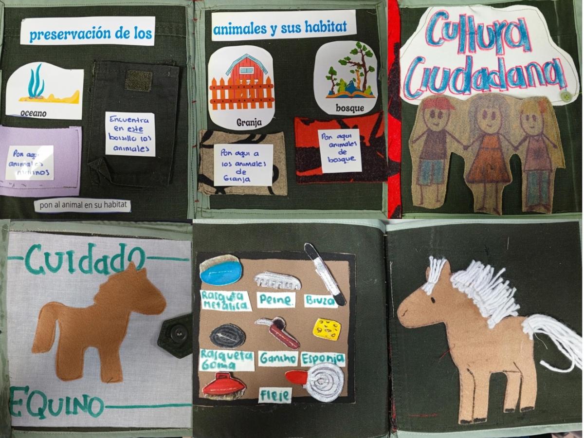 Uniformes de la Policía Nacional se convierten en libros sensoriales para niños