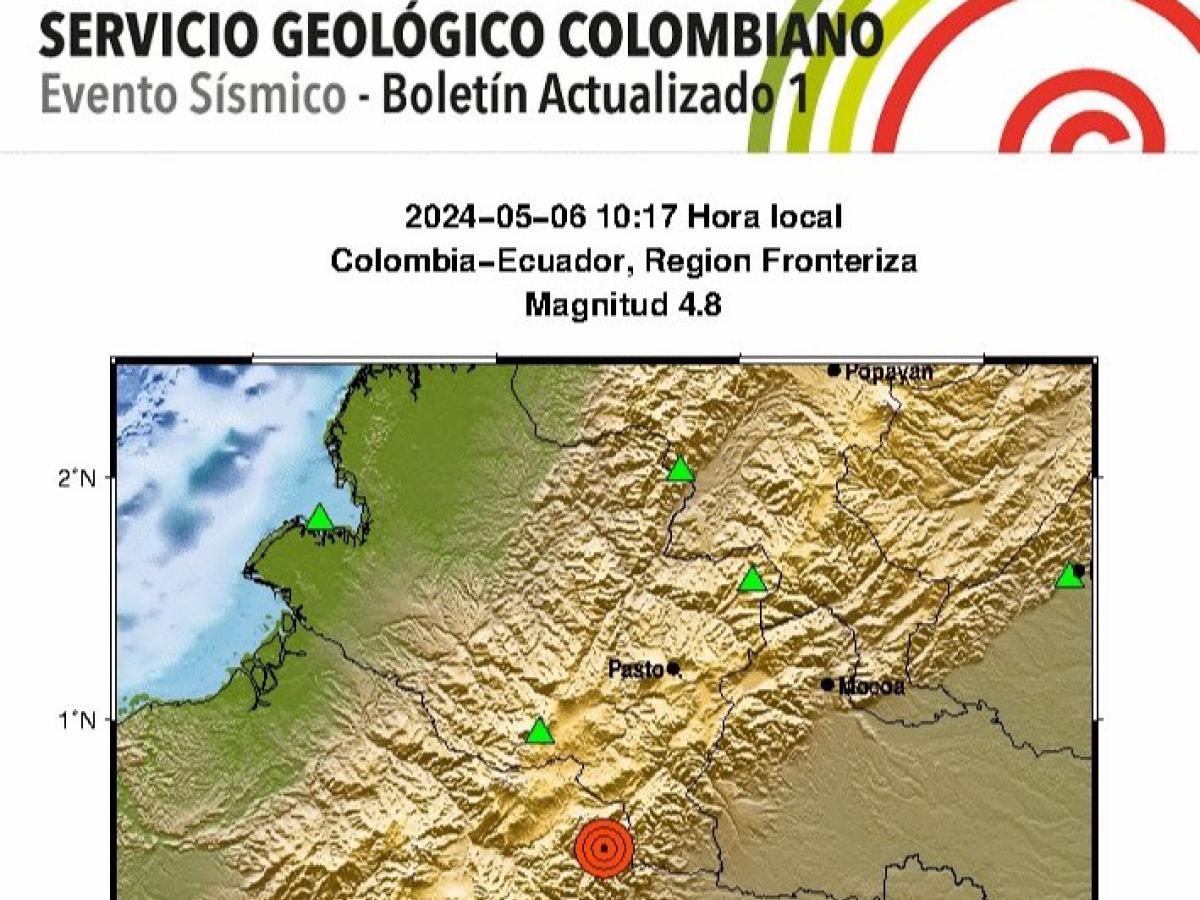 Sismos en frontera entre Colombia y Ecuador: magnitud 