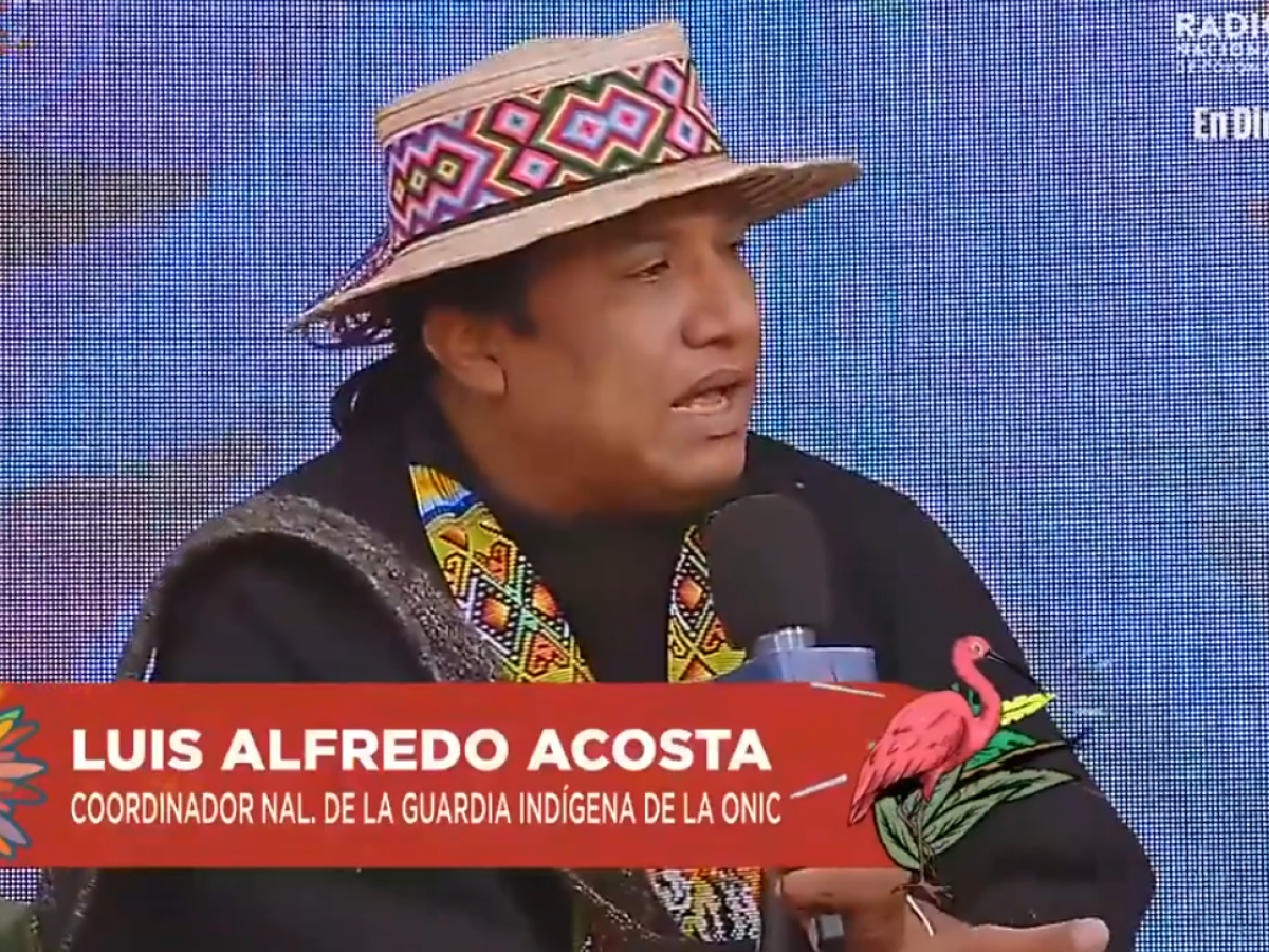 Luis Alfredo Acosta, coordinador nacional de la Guardia Indígena de la ONIC, en El Calentao.