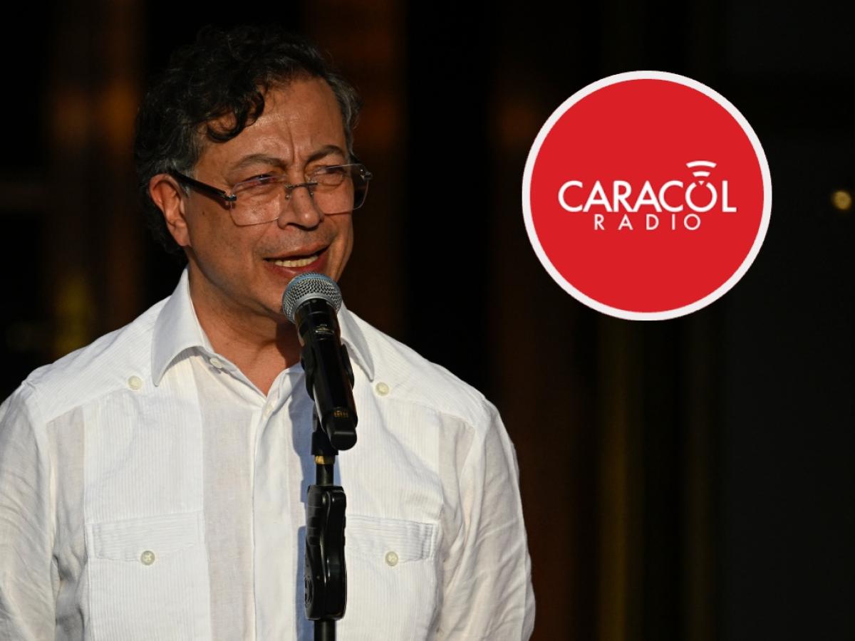 Petro denuncia desinformación de Caracol Radio. / Fotos: Presidencia y Caracol Radio.