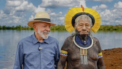 Presidente Lula y cacique Raoni reunión en la Amazonía