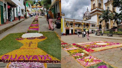 Celebración del Corpus Christi: tapete floral en Guayatá, Boyacá