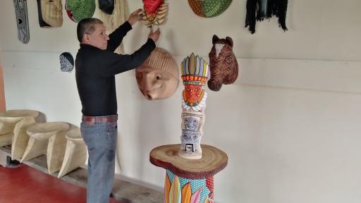 Mascaras indigenas del Putumayo en exposicion