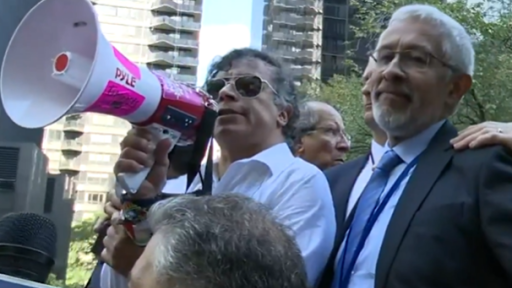 Presidente Petro en Times Square, Nueva York 