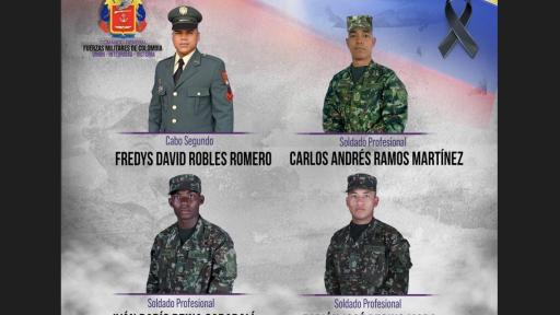 Cuatro militares asesinados en Antioquia por el Eln 