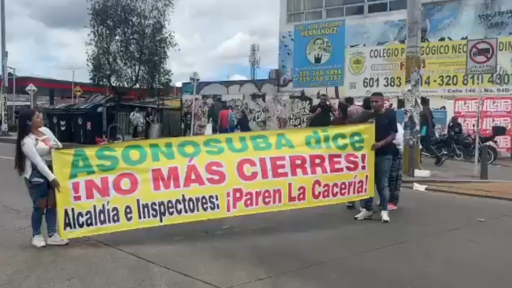 Protesta en Suba por horarios de comercio nocturno