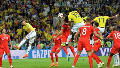 El tanto en el minuto 93 ante Inglaterra en Rusia 2018 forzó el empate y desató la euforia nacional. Fue el tercer gol del defensor en ese torneo, todos de cabeza. 