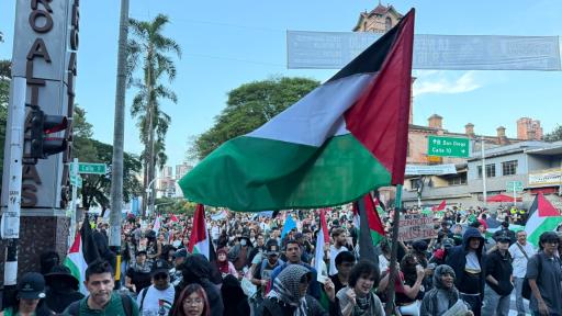 Denuncian agresión de gestores de convivencia en Medellín durante marcha por Palestina