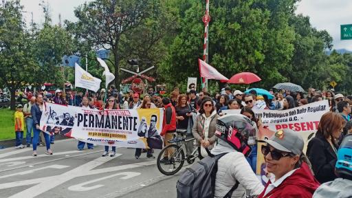 Protestan en Bogotá por cierre de aulas de apoyo