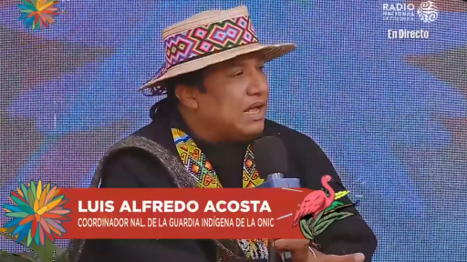 Luis Alfredo Acosta, coordinador nacional de la Guardia Indígena de la ONIC, en El Calentao.