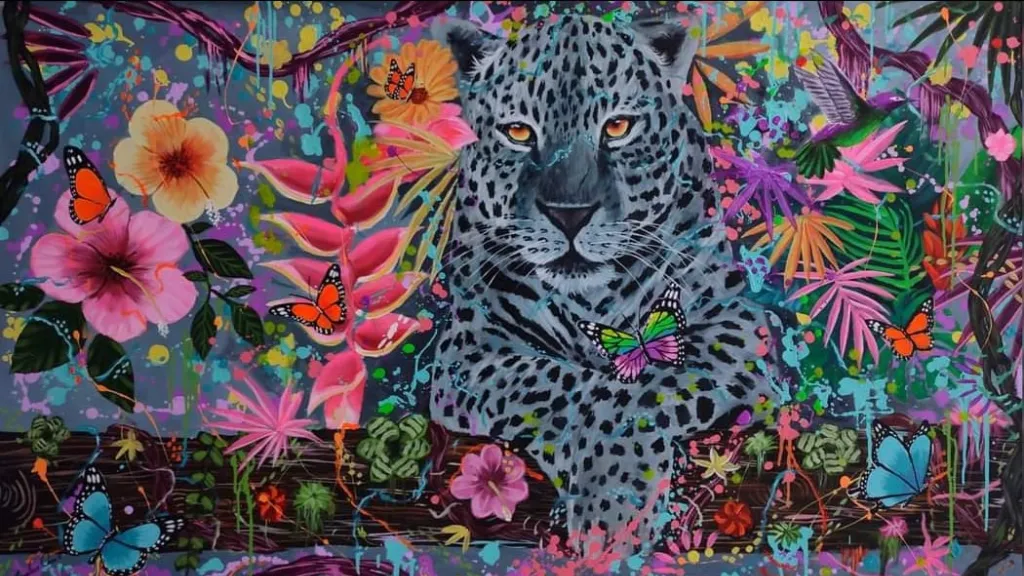 Artista promueve el cuidado del jaguar en la Amazonía con sus pinturas