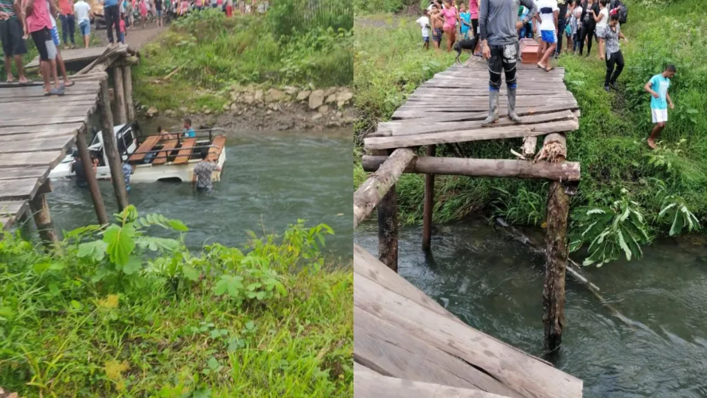 Colapsó un puente artesanal en Montecristo, Bolívar