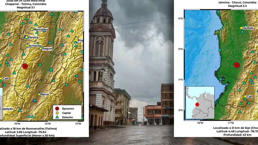 Reporte de temblor hoy en Colombia con sismos registrados en Chaparral, Tolima, e Istmina, Chocó.