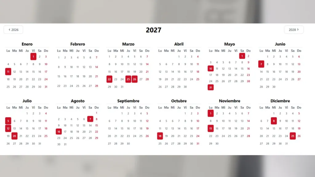 Conoce los festivos 2027 en Colombia, las fechas de Semana Santa, los puentes festivos y los días de descanso durante el año.