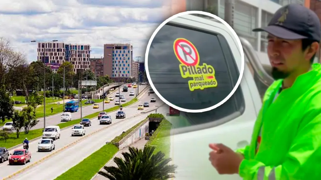 Pillado Mal Parqueado, estrategia con stickers para vehículos estacionados en sitios prohibidos de Bogotá. Foto (diseño). Movilidad de Bogotá