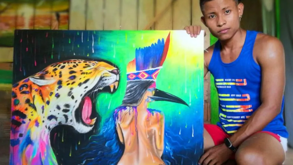 Obra de William Ahuë, artista indígena del Amazonas