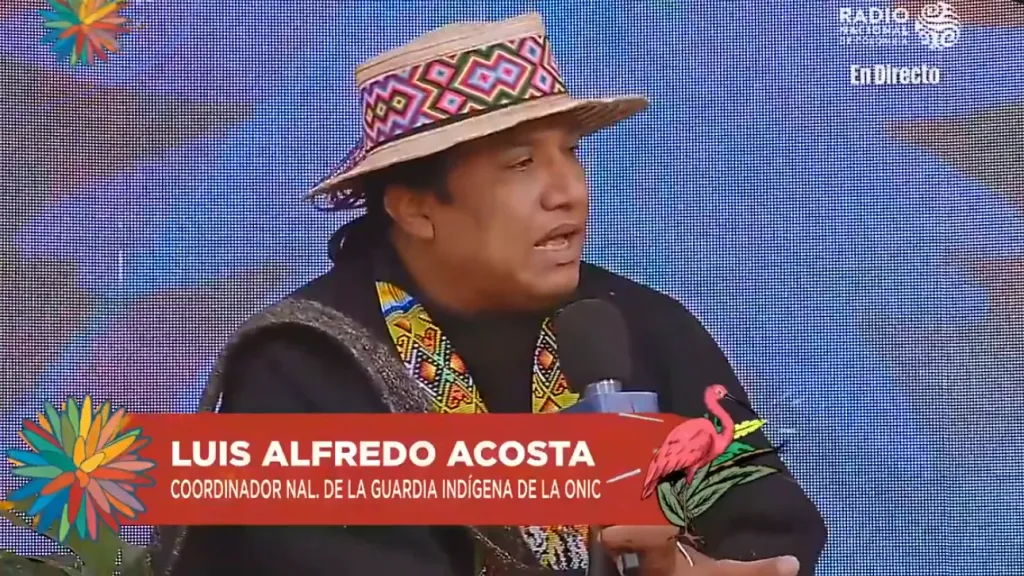Luis Alfredo Acosta, coordinador nacional de la Guardia Indígena de la ONIC, en El Calentao.