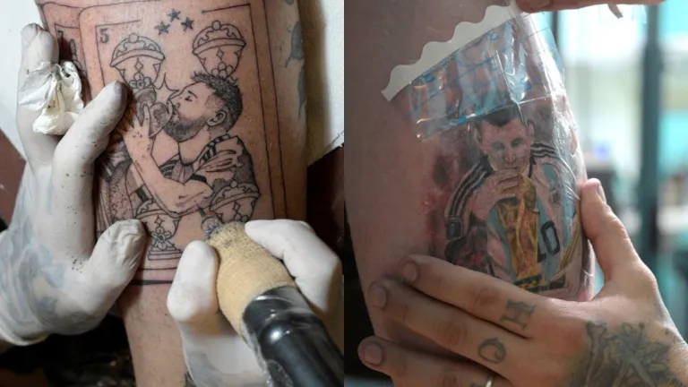 Fiebre mundialista: llevar a Messi y la Copa del Mundo en la piel