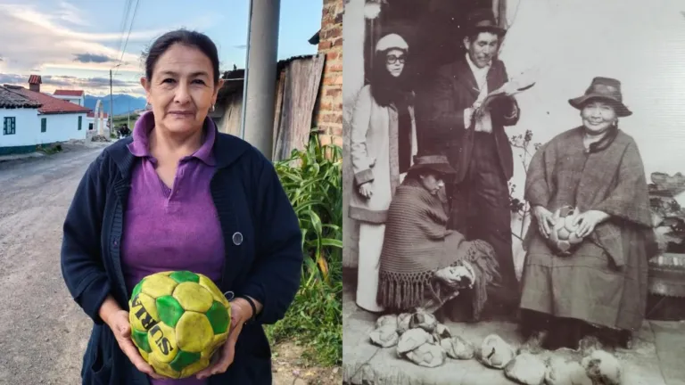 Cosedoras de balones en Monguí, Boyacá
