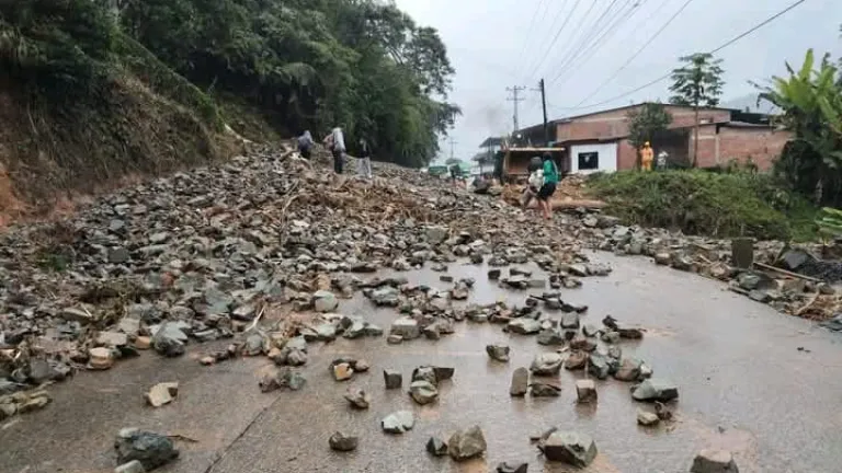 Vía Ricaurte – Tumaco, bloqueada por deslizamientos de roca y tierra