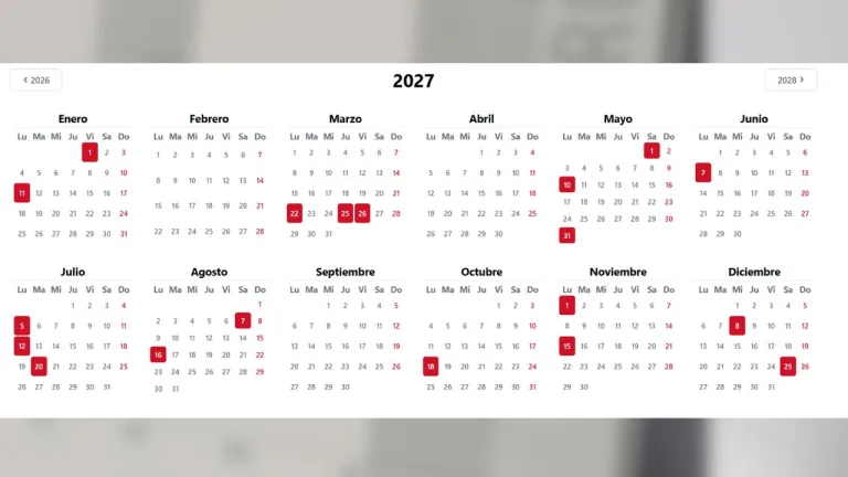 Conoce los festivos 2027 en Colombia, las fechas de Semana Santa, los puentes festivos y los días de descanso durante el año.