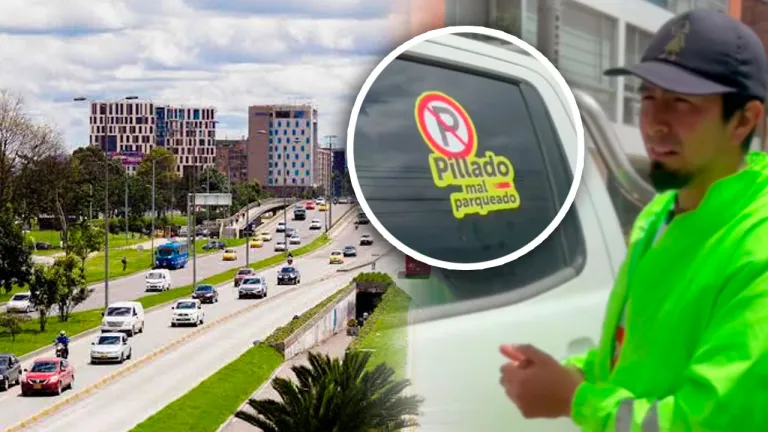 Pillado Mal Parqueado, estrategia con stickers para vehículos estacionados en sitios prohibidos de Bogotá. Foto (diseño). Movilidad de Bogotá