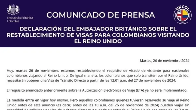 Por qué Reino Unido pedirá visa a colombianos