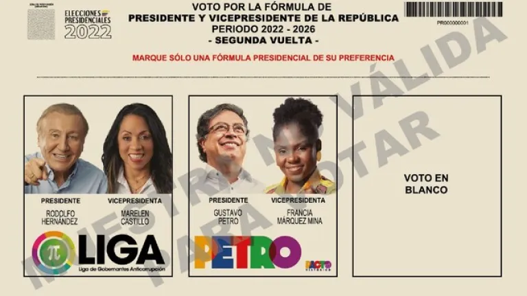 Tarjetón para segunda vuelta 