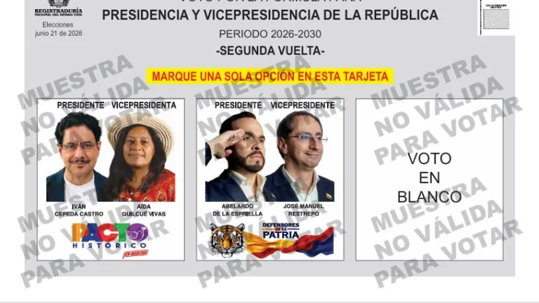 Tarjetón segunda vuelta presidencial