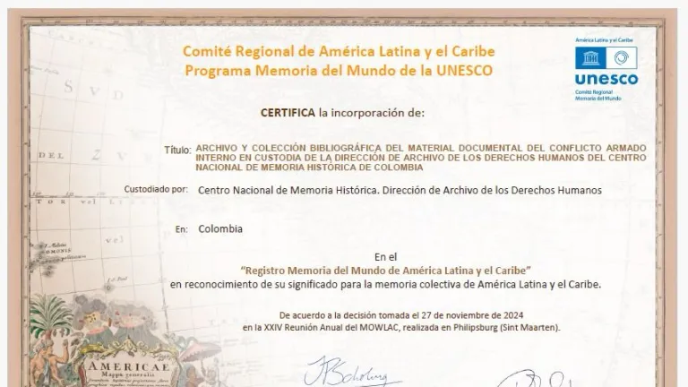 Reconocimiento de la UNESCO a Centro Nacional de Memoria Histórica