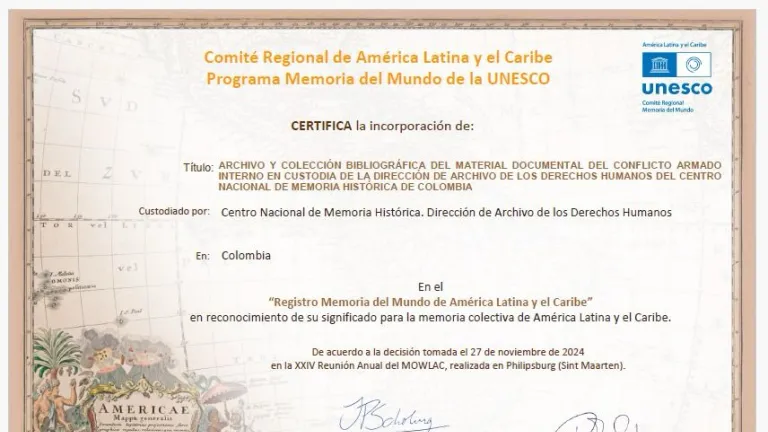Reconocimiento de la UNESCO a Centro Nacional de Memoria Histórica