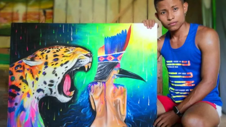 Obra de William Ahuë, artista indígena del Amazonas