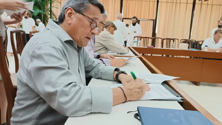 Palabras de Pablo Beltrán y Antonio García, miembros del Eln durante firma de acuerdo de cese bilateral en La Habana