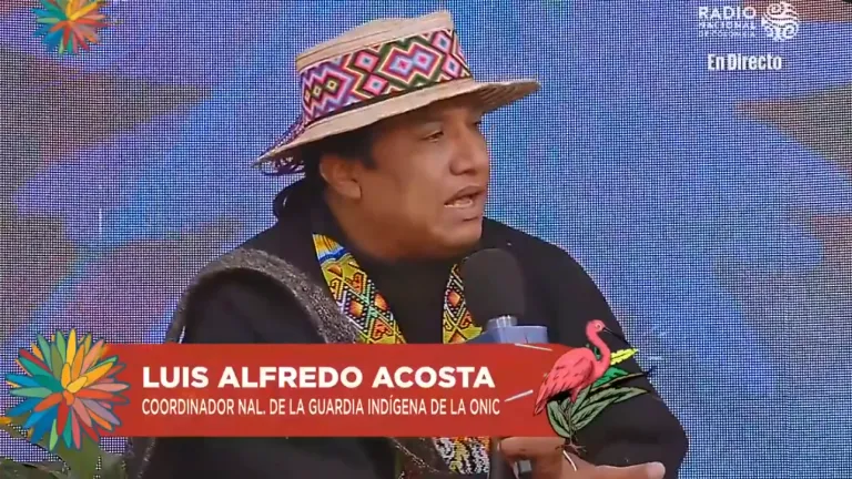 Luis Alfredo Acosta, coordinador nacional de la Guardia Indígena de la ONIC, en El Calentao.